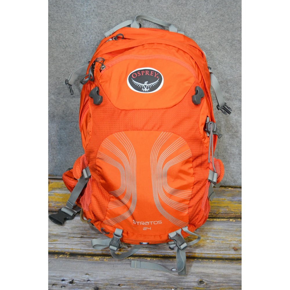 Osprey Stratos 24 Backpack Orange Hiking Pack Mens AirSpeed Raincover Nylon S/M
